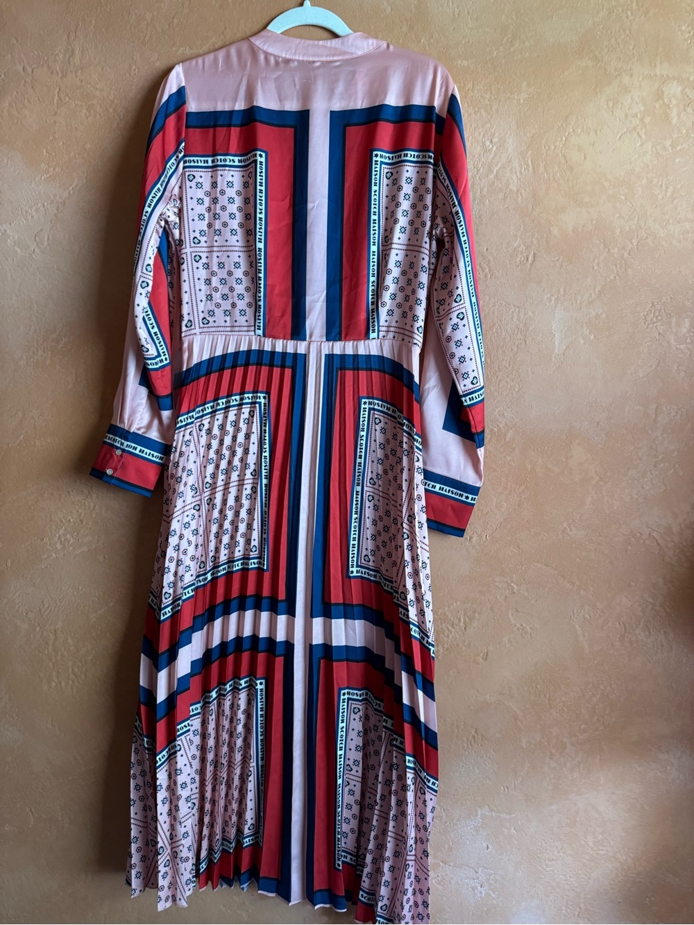 Scotch & Soda Thalia Scarf Print Pleated Midi Dress Pink Large - Picture 9 of 16